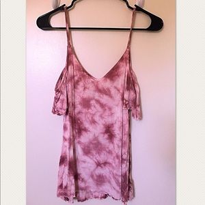Pink tie dye off shoulder flowy top